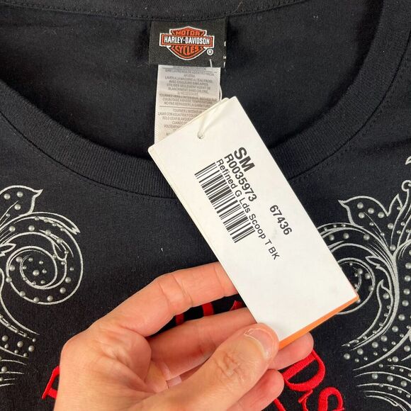 Harley Davidson 2019 Myrtle Beach T-Shirt Embroidered Black Skull S NWT - Picture 4 of 12